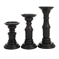 Onyx Turned Wood 3-pc. Candle Holder Set