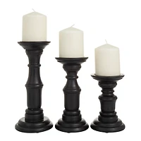 Onyx Turned Wood 3-pc. Candle Holder Set