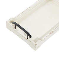 Distressed Ivory Wood Trays, Set of 2