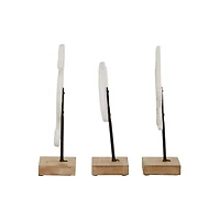 White Wood Sea Creature Statues, Set of 3