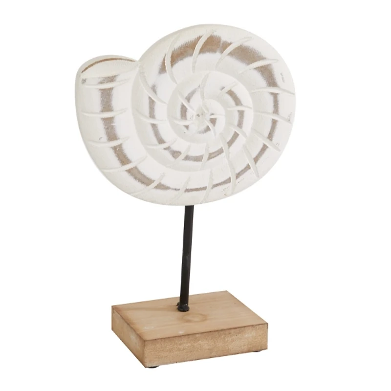 White Wood Sea Creature Statues, Set of 3