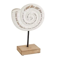 White Wood Sea Creature Statues, Set of 3