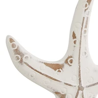 White Wood Sea Creature Statues, Set of 3