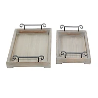 Gray Brushed Distressed 2-pc. Decorative Tray Set