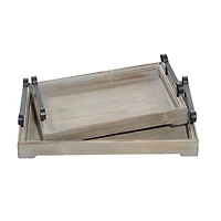 Gray Brushed Distressed 2-pc. Decorative Tray Set