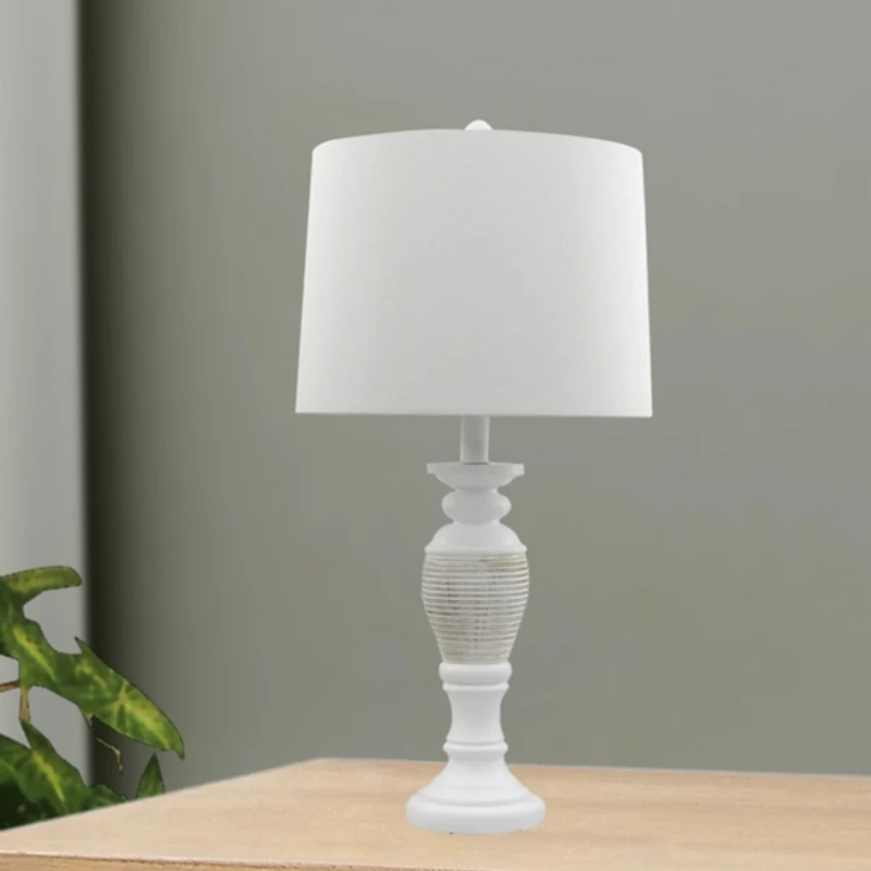 Antique Ivory Spun Center Table Lamps, Set of 2