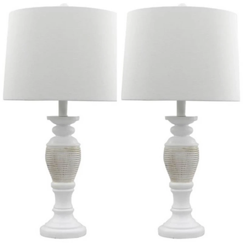 Antique Ivory Spun Center Table Lamps, Set of 2