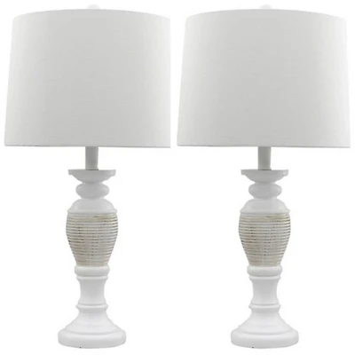 Antique Ivory Spun Center Table Lamps, Set of 2