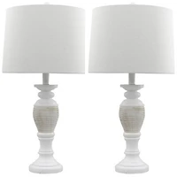 Antique Ivory Spun Center Table Lamps, Set of 2