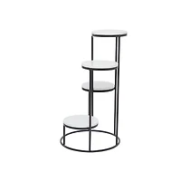 Round Black and White Marble 4-Tier Plant Stand