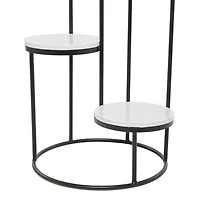 Round Black and White Marble 4-Tier Plant Stand