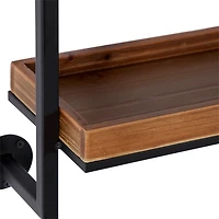 Brown Wood Black Metal Pipe Frame Wall Shelf