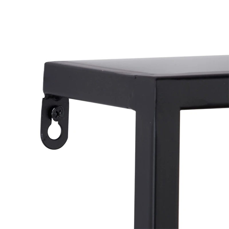 Brown Wood Black Metal Frame Wall Shelves