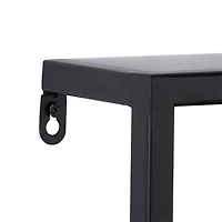 Brown Wood Black Metal Frame Wall Shelves