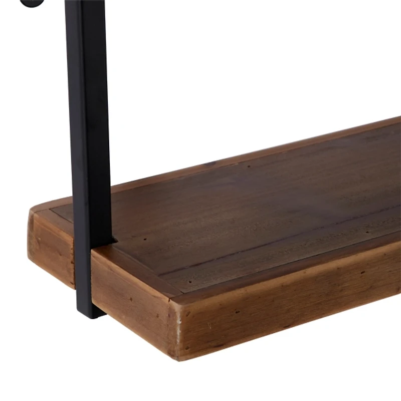 Brown Wood Black Metal Frame 3-pc. Wall Shelves
