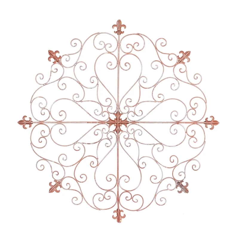 Brown Patina Metal Floral Crest Wall Plaque