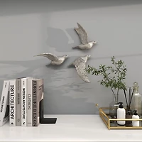 Silver Flying Birds Wall Sculptures, Set of 3