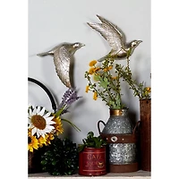 Silver Flying Birds Wall Sculptures, Set of 3