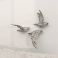 Silver Flying Birds Wall Sculptures, Set of 3