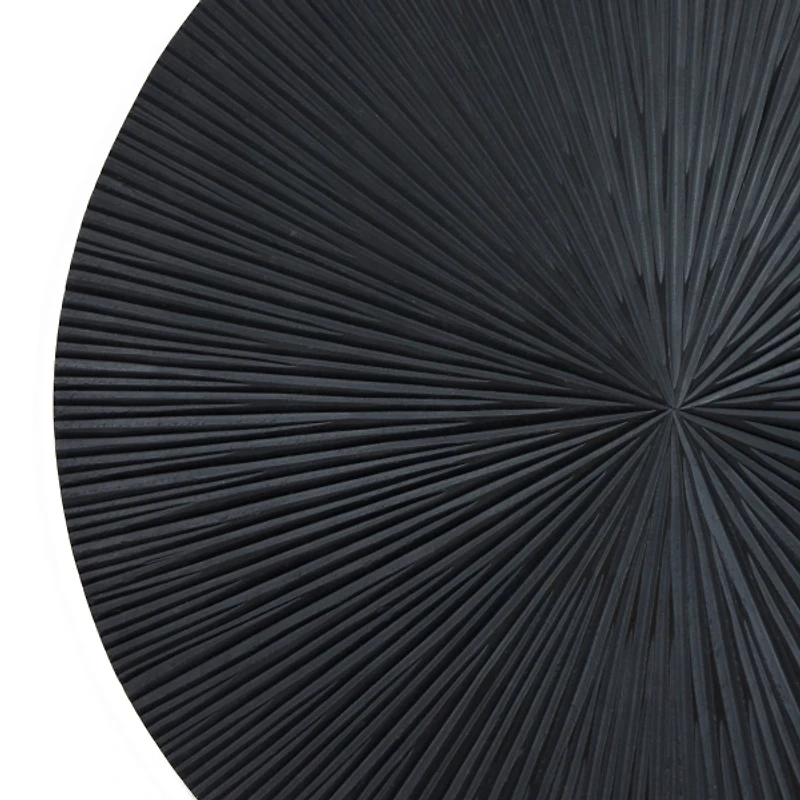 Matte Black Ribbed Sunburst Wall Plates, Set of 3