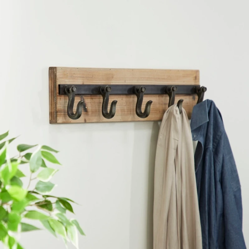 Warm Brown Industrial Iron Wall Hooks