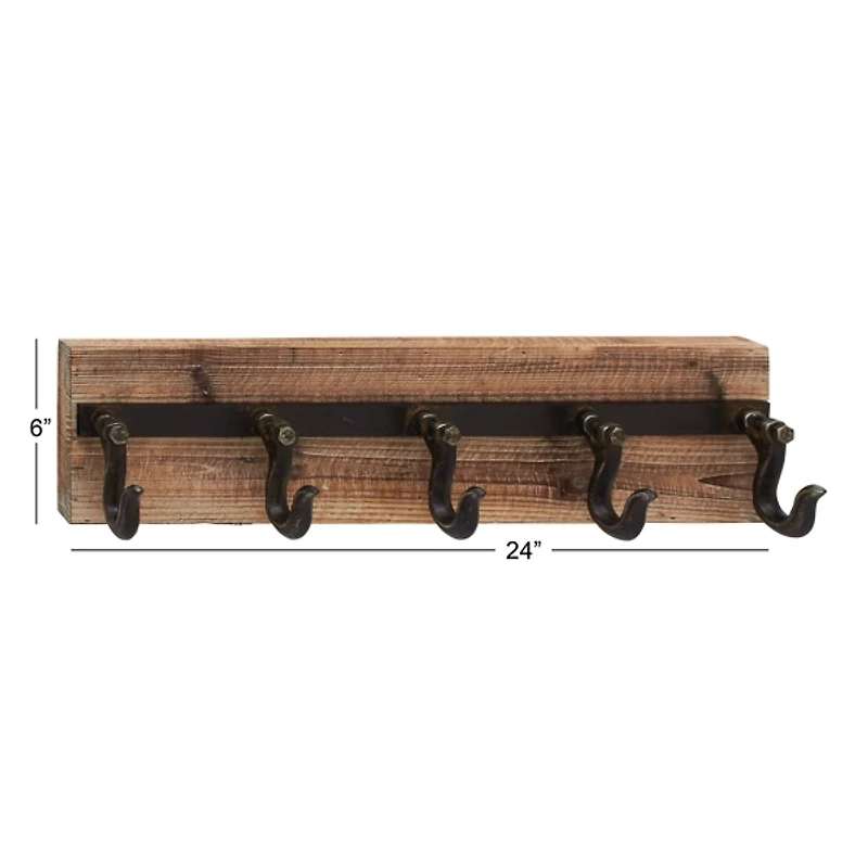 Warm Brown Industrial Iron Wall Hooks
