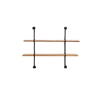 Black Metal Pipe Two-Tier Wall Mounted Shelf