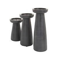 Black Wood Tapered 3-pc. Pillar Candle Holder Set