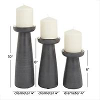 Black Wood Tapered 3-pc. Pillar Candle Holder Set