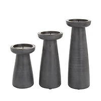 Black Wood Tapered 3-pc. Pillar Candle Holder Set