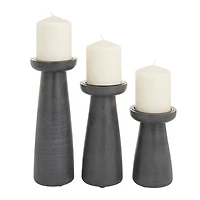Black Wood Tapered 3-pc. Pillar Candle Holder Set