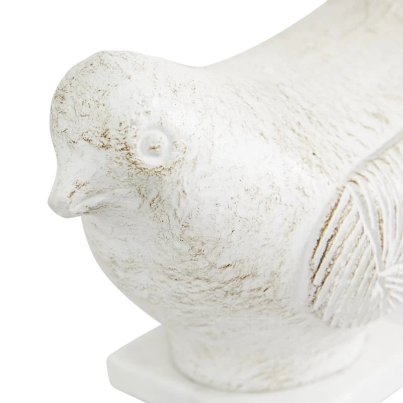 Distressed White Marble Base Birds, Set of 2