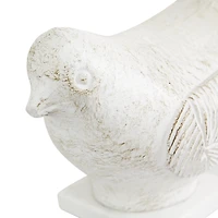 Distressed White Marble Base Birds, Set of 2