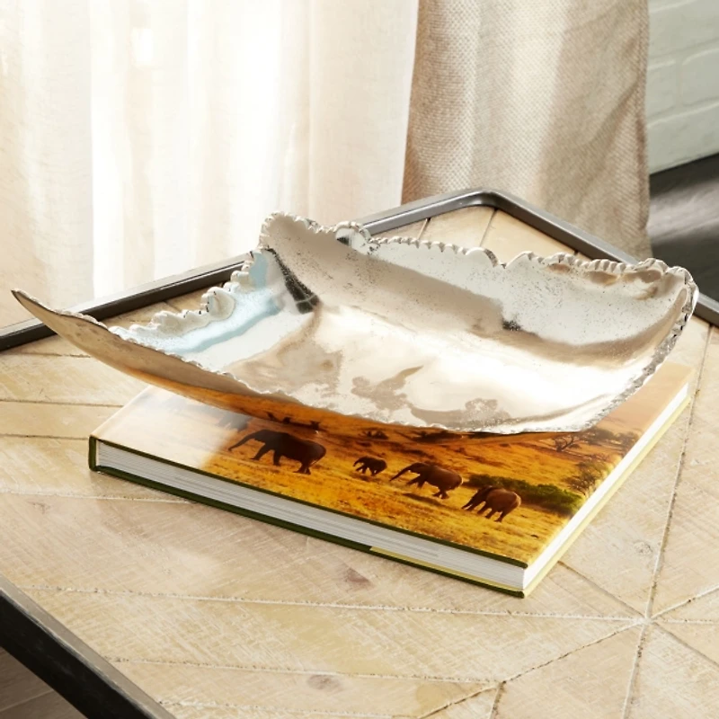 Earthy Abstract Cracked Silver Decorative Tray