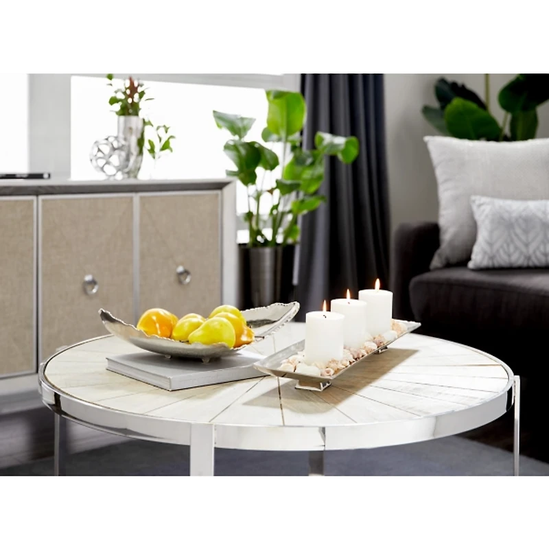 Earthy Abstract Cracked Silver Decorative Tray