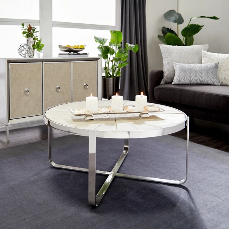 Earthy Abstract Cracked Silver Decorative Tray