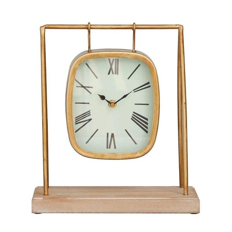 Distressed Gold Frame Square Tabletop Clock