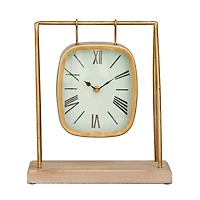 Distressed Gold Frame Square Tabletop Clock