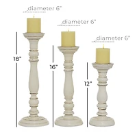 Daisy White Rustic 3-pc. Candle Holder Set
