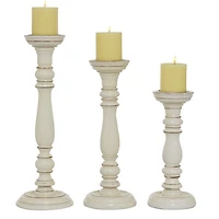 Daisy White Rustic 3-pc. Candle Holder Set