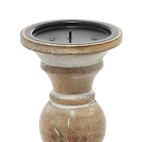 Distressed Wood Pillar Candle Holders, Set of 3