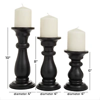 Midnight Distressed Wood Candle Holders, Set of 3