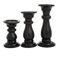 Midnight Distressed Wood Candle Holders, Set of 3
