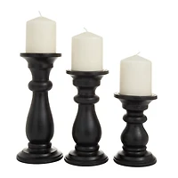 Midnight Distressed Wood Candle Holders, Set of 3