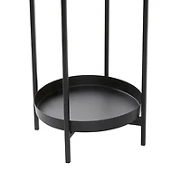 Black Metal Plant Stands with Shelves, Set of 2