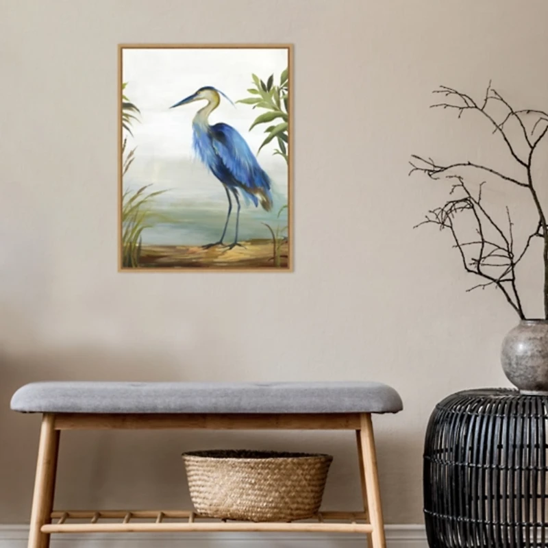 Blue Heron Framed Canvas Art Print