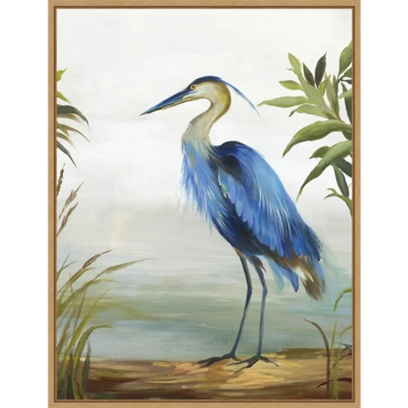 Blue Heron Framed Canvas Art Print