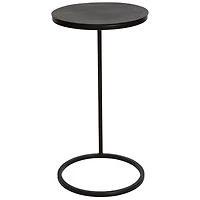 Aged Black Metal Frame Slab Top Accent Table