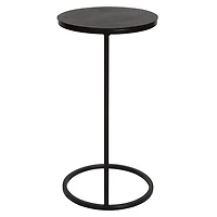 Aged Black Metal Frame Slab Top Accent Table