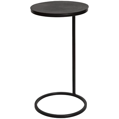 Aged Black Metal Frame Slab Top Accent Table